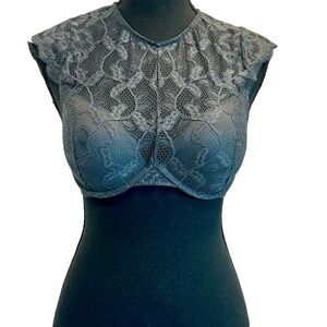 La Senza gray stretch lace bra crop top Sz 36B